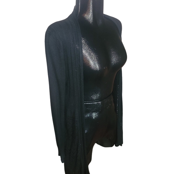 Grand Black Open Front Cardigan - Picture 2 of 6